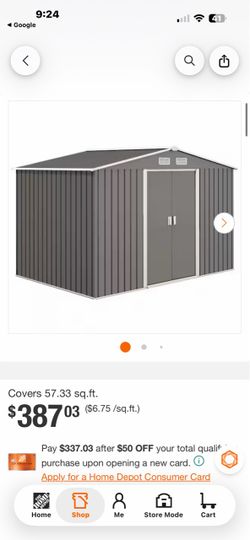 Outsunny 6 ft. x 9 ft. Metal Outdoor Backyard Garden Utility Storage Tool Shed Kit with Spacious Design and WeatherResistant Roof new open box