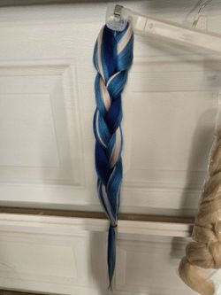 Blue and White Braided Hair Extension