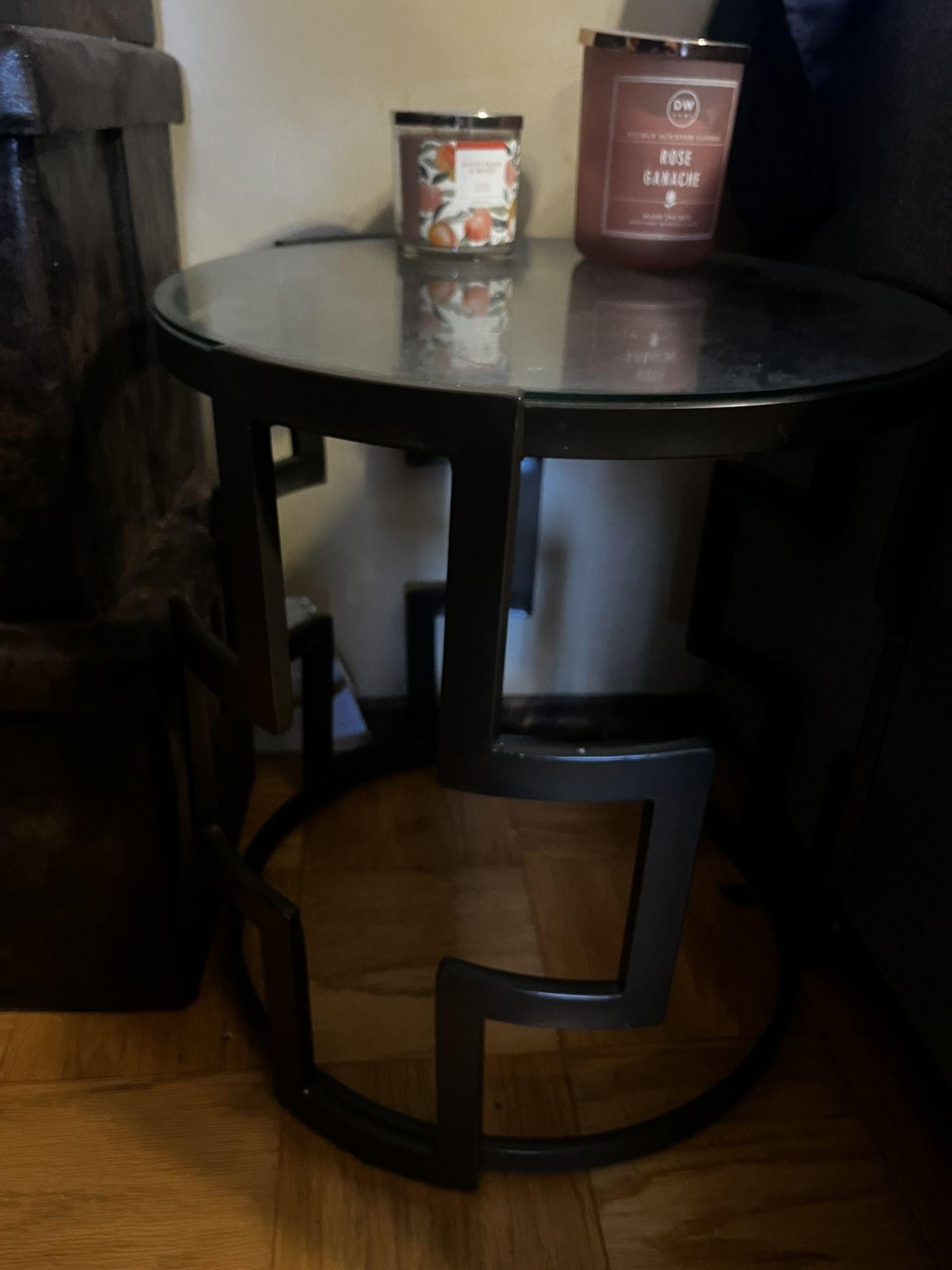 Two Glass Round End Tables