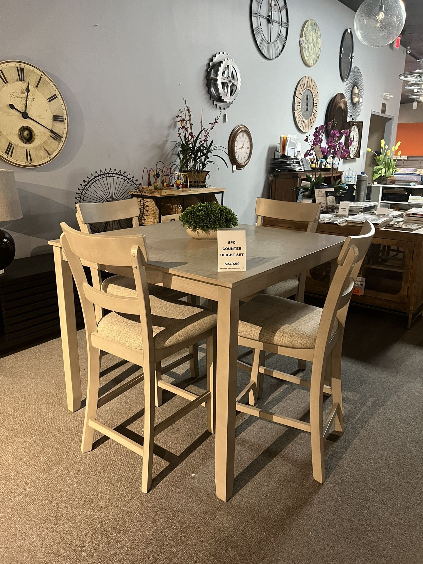 Light Grey 5PC Counter Height Table Set