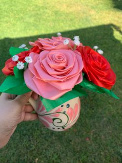 READY FOR PICK UP Mother’s day gift tazita de cafe with its ribbon flowers