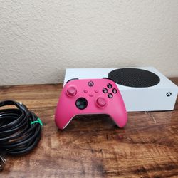 Xbox Series S Console With Pink controller and cables