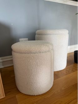 Side tables/ storage/ teddy cushioned ottomans