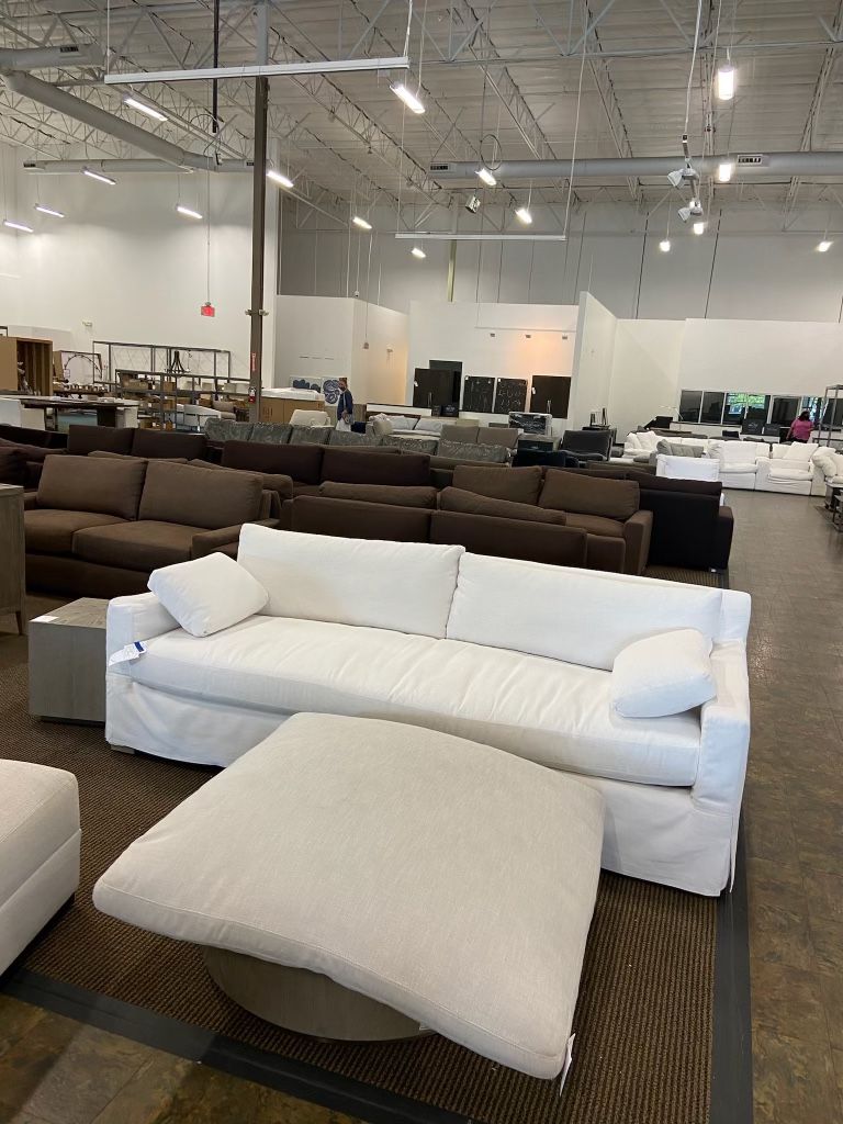 Restoration Hardware Couch Luxe Depth Belgian Track Arm 9 Feet for Sale