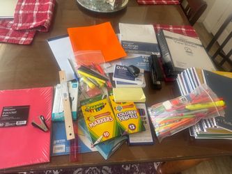 Box of school supplies