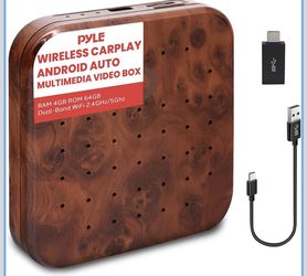 Pyle Wireless CarPlay & Android Auto Box – 4GB RAM 64GB ROM, Dual-Band WiFi, Bluetooth 5.0, GPS/GLONASS, 4K Full HD, Screen Mirroring, USB3.0, Google 