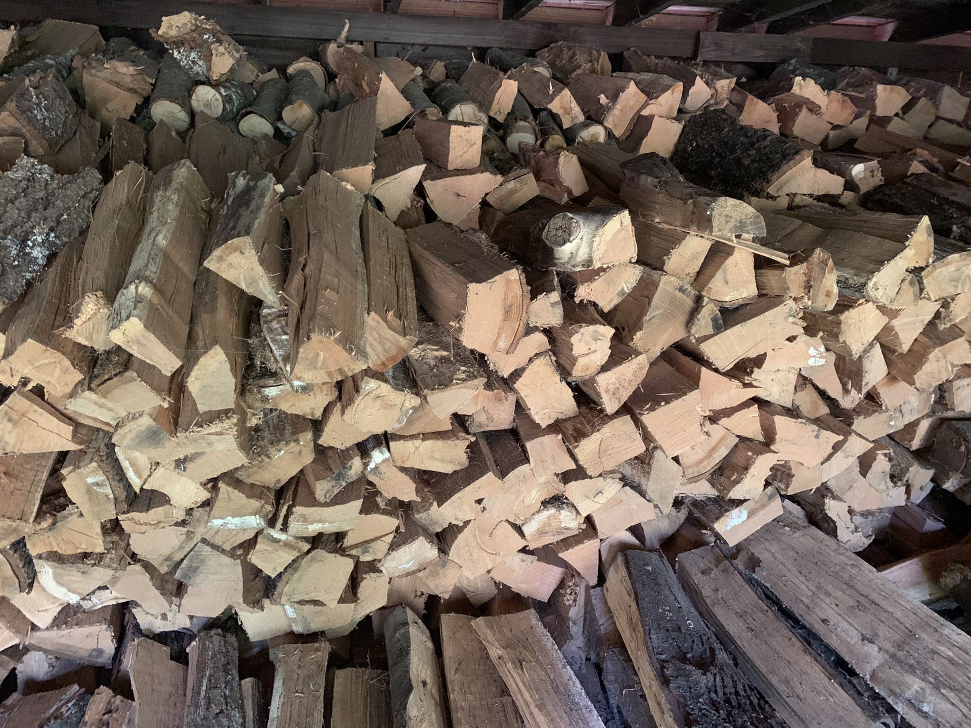Split, seasoned firewood