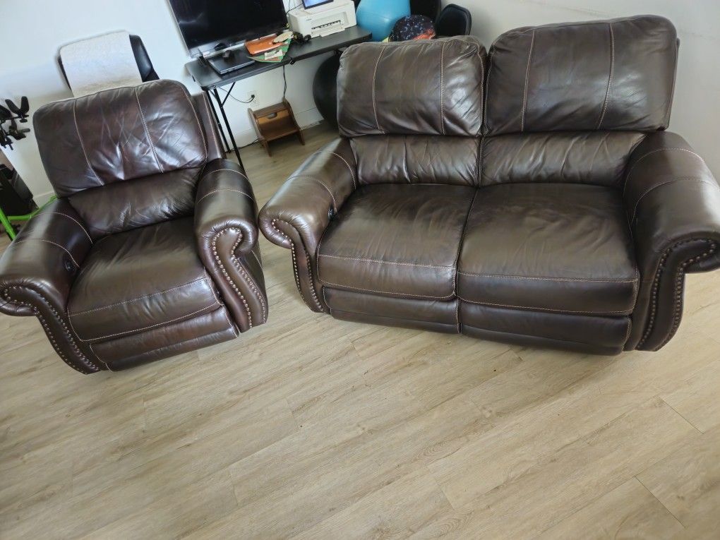 Leather Electric Recliner Set – Sofa and Chair