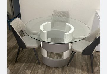 Glass Round Dining Table And Chairs