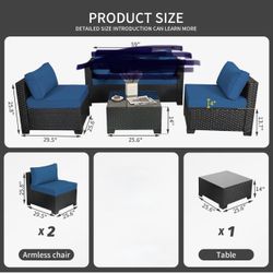 Outdoor Patio PE Wicker 5 Piece Furniture Set (2 armless sofas and coffee table)
