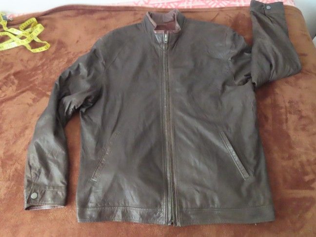 Vintage Remy Men's Brown Suede Leather Bomber Jacket Full-Zip Large 46 Made USA