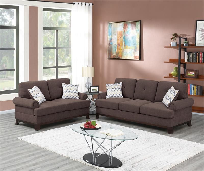 Sofa & Loveseat – Brown Color