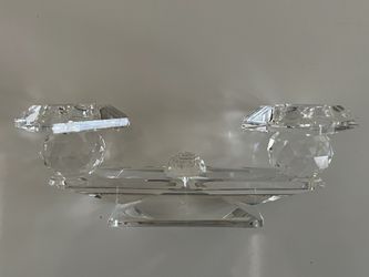 Vintage Swarovski Crystal Double Candle Holder, With Original Box