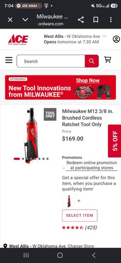 Brand new Milwaukee M12 2457-20 3/8 in. Cordless Ratchet