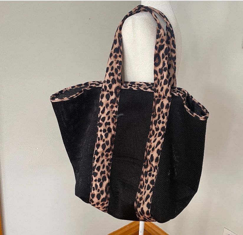 Victoria's Secret Leopard Animal Print Mesh Tote Pool Beach Bag NEW