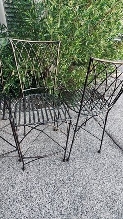 Wrought Iron Outdoor Patio Chairs Set of 3