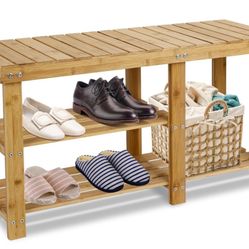 3-Tier Bamboo Shoe Rack/entryway mud room Bench