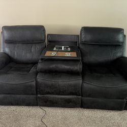 Black Leather Recliner Set