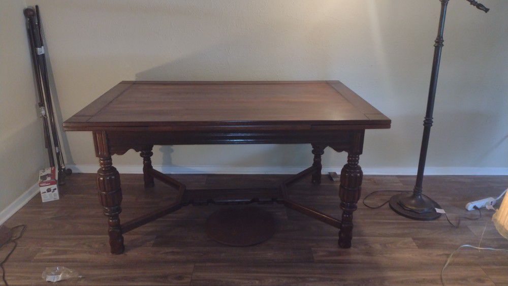 Vintage Early 1900s Dropleaf English Tudor Dining Table