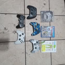 5 Wireless Controllers And A Wii Game And 2 Ps 4 Games