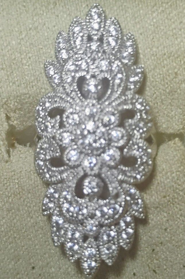 Silver diamond  Ring Size 10 