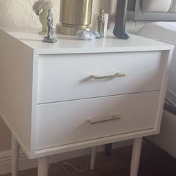 2 Drawers Nightstand White