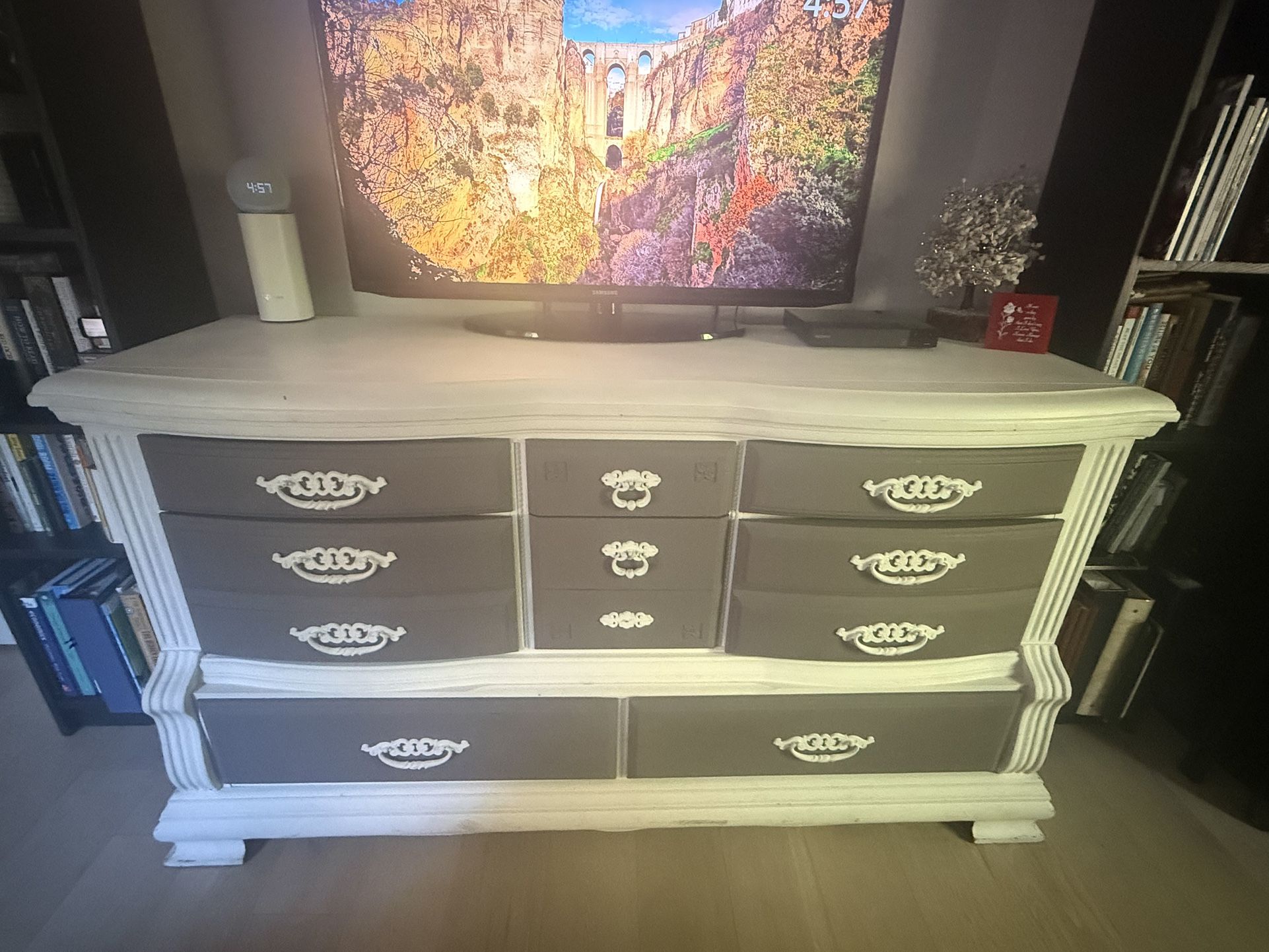 Grey & White real Wood dresser