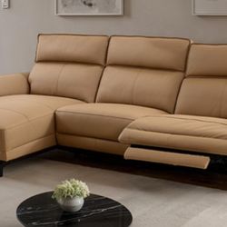 Brand New Brown Top Grain Leather Power Reclining Sectional Sofa