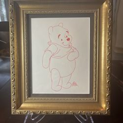 Framed Winnie the Pooh Sketch by Mike Royce  