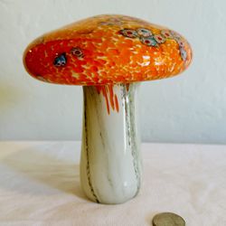 vintage glass mushroom milefiori orange