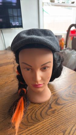 Mens Dark Gray Wool Blend Flat Newsboy Hat Sewn Down Visor L/XL