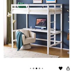 Vingli Loft Bed with Desk (Twin - white)