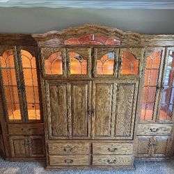 Vintage Entertainment Center Solid Oak