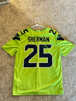 Authentic Stitch-signed Richard Sherman Color Rush Seattle Seahawks Jersey SIZE L