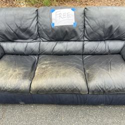 Blue Leather Couch - Free