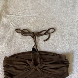 Brown Halter Crop Top