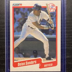 1990 Fleer Deion Sander Rookie Baseball Card #454