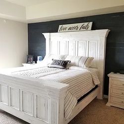 Cal King bed and two nightstands
