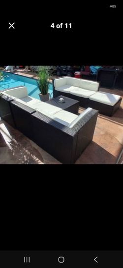 $599 Beautiful 😍 Outdoor Furniture Sofa set Adjustable sectionals Cushions spa pool coffee table chairs balcony yard garden lawn Gazebo seating sofa 