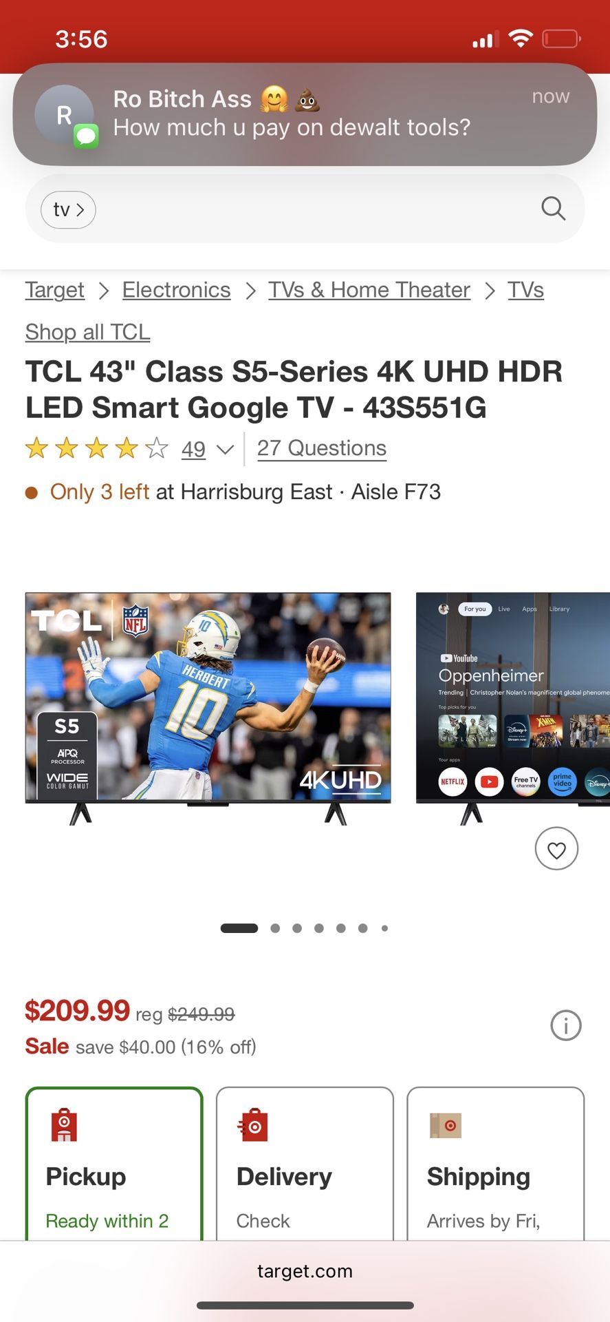 TCL 43" Class S5-Series 4K UHD HDR LED Smart Google TV 