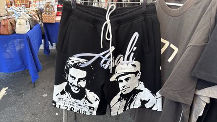 Asaali Jean Company Black Graphic Shorts