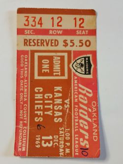 RAIDERS TICKET 1969