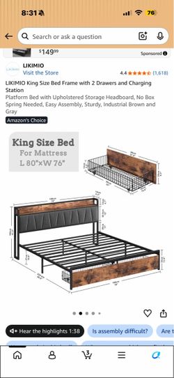 king bed frame & mattress bundle