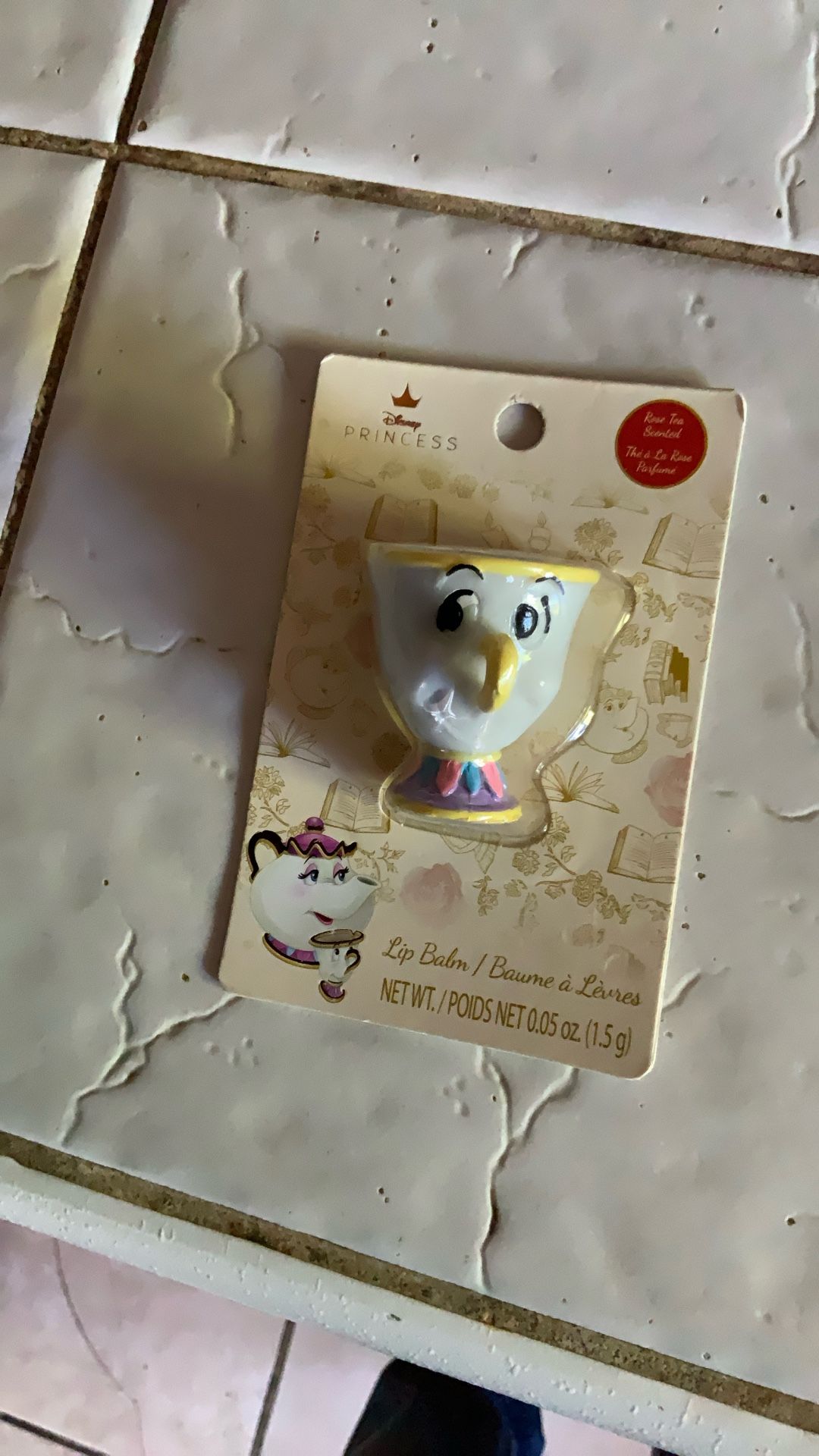 Disney Princess Beauty And The Beast Chip Figural Lip Balm Rose Tea Scented Lip Balm New Sealed