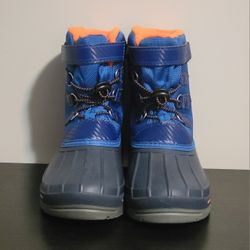 Big Kid Boys Wonder Nation Size 2 Blue Orange Water Resistant Winter Snow Boots