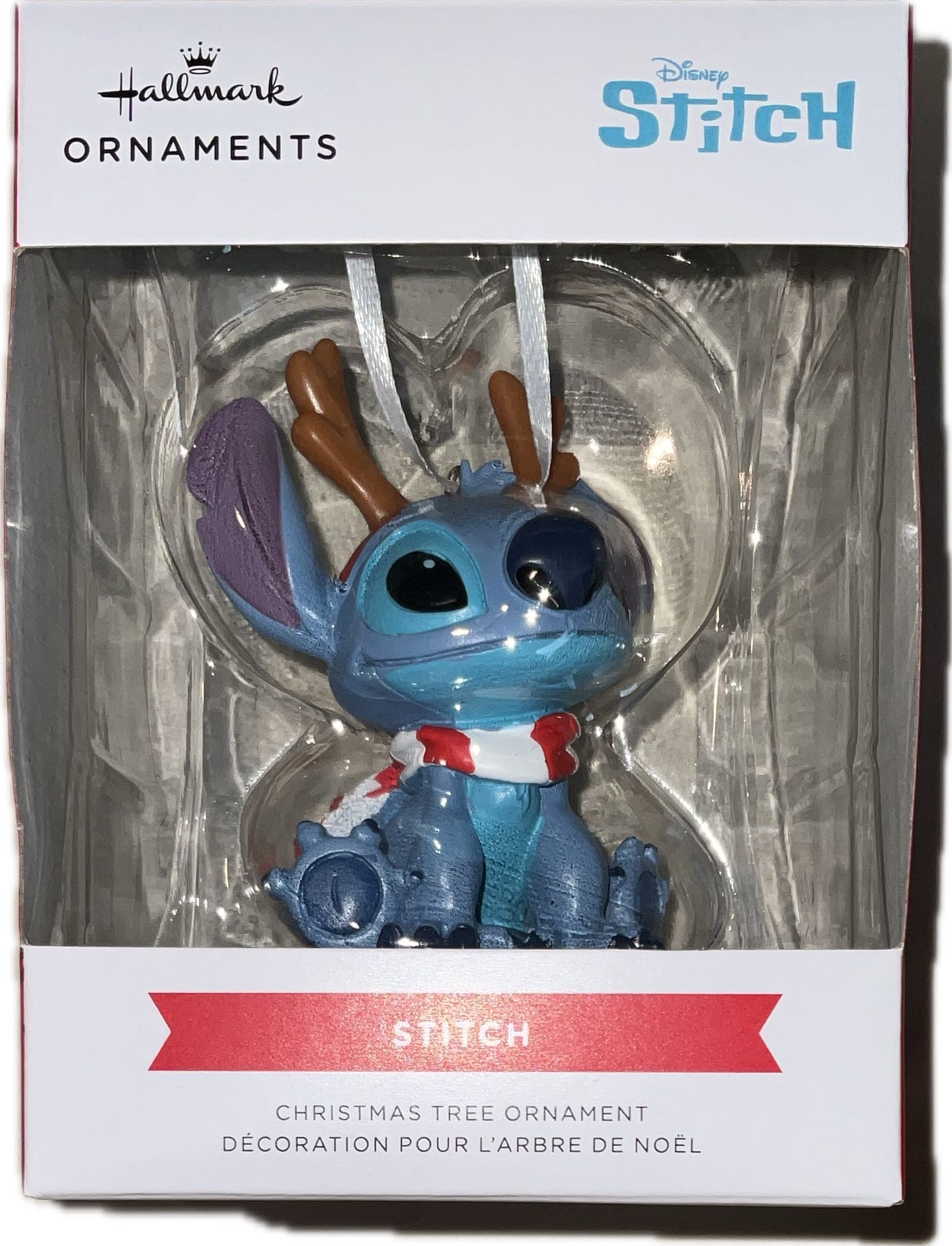 Hallmark 2024 Disney Stitch with Antlers Red Box Christmas Ornament