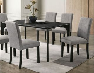 Brand New Black & Grey 7pc Dining Table Set