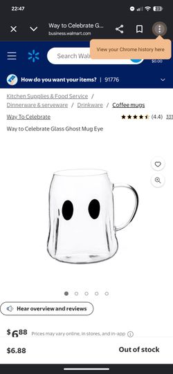 NEW (2) Way to Celebrate Ghost Glass Mug Set (2-pack) Clear Eye