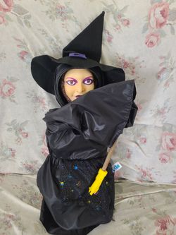 Vintage Halloween Gemmy Kids Of America Talking Changing Face Witch Decor *Read*