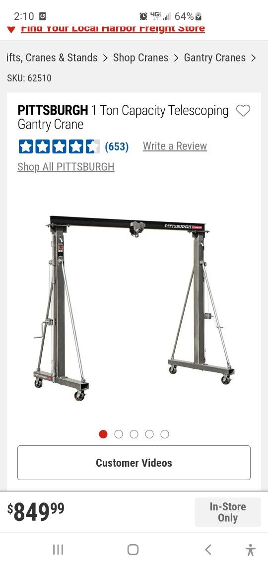 1 TON Telesoping Grantry Crane